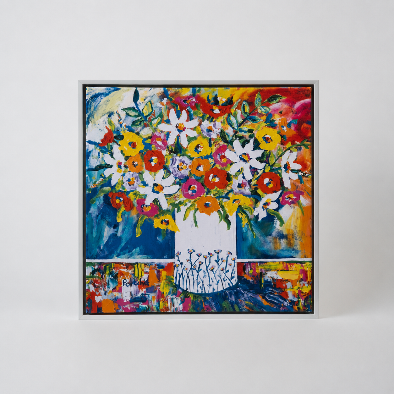 Flowers in White Vase
