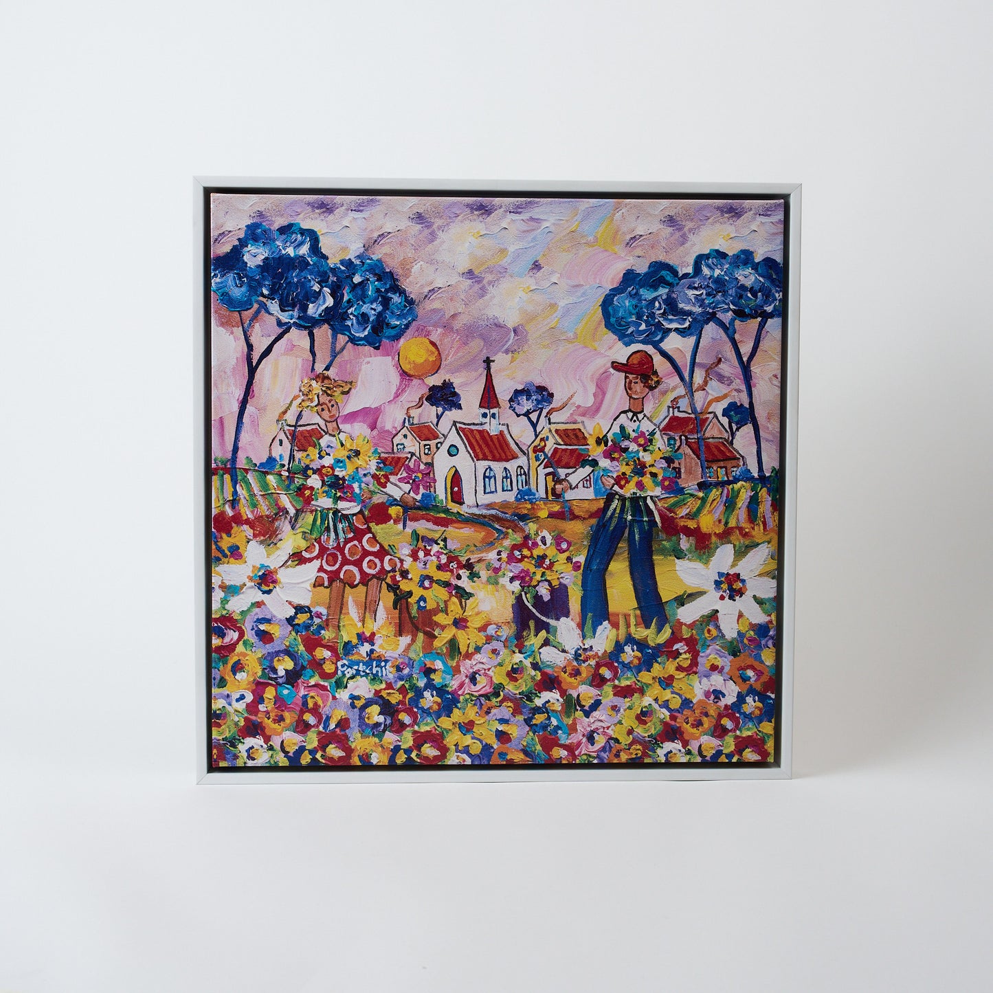 Canvas 'Field flower pickers' print