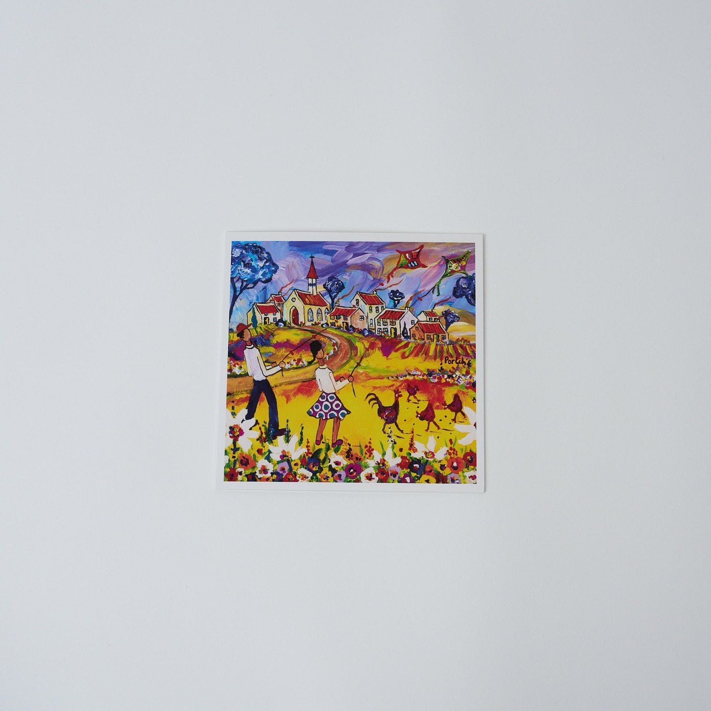 Boy and Girl Flying Kites Gift Card