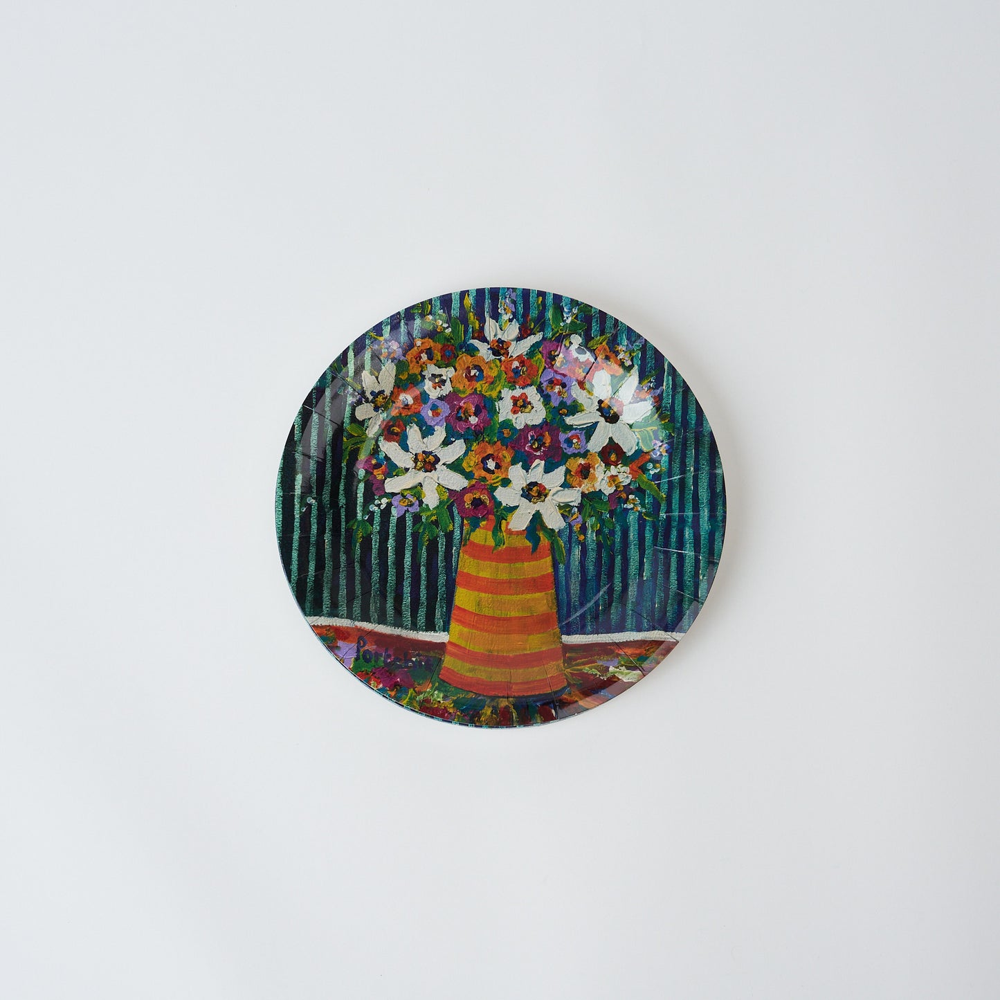 Flowers In Stripe Vase Paper Plates