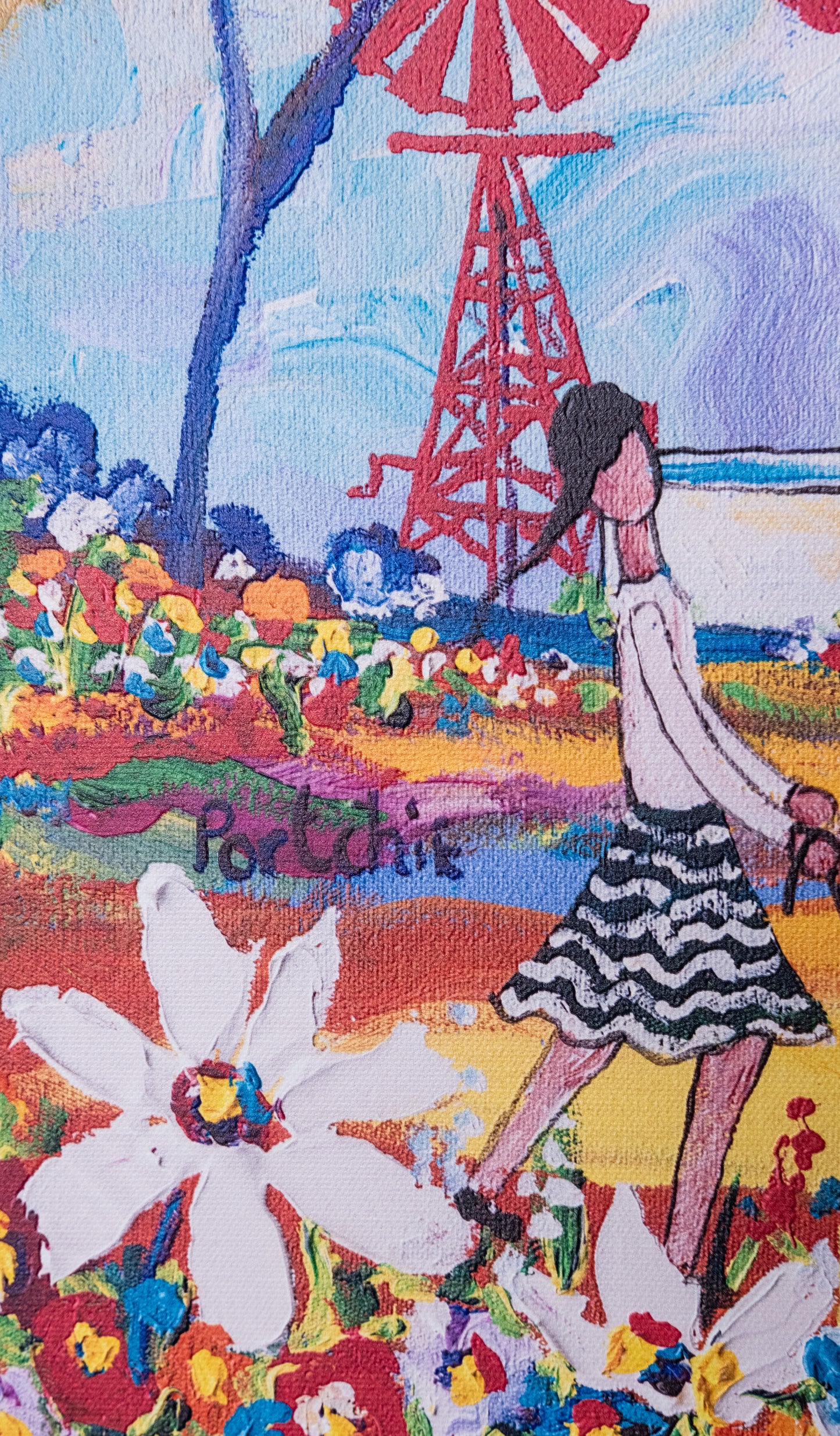 Textured Canvas "Girls Skipping"