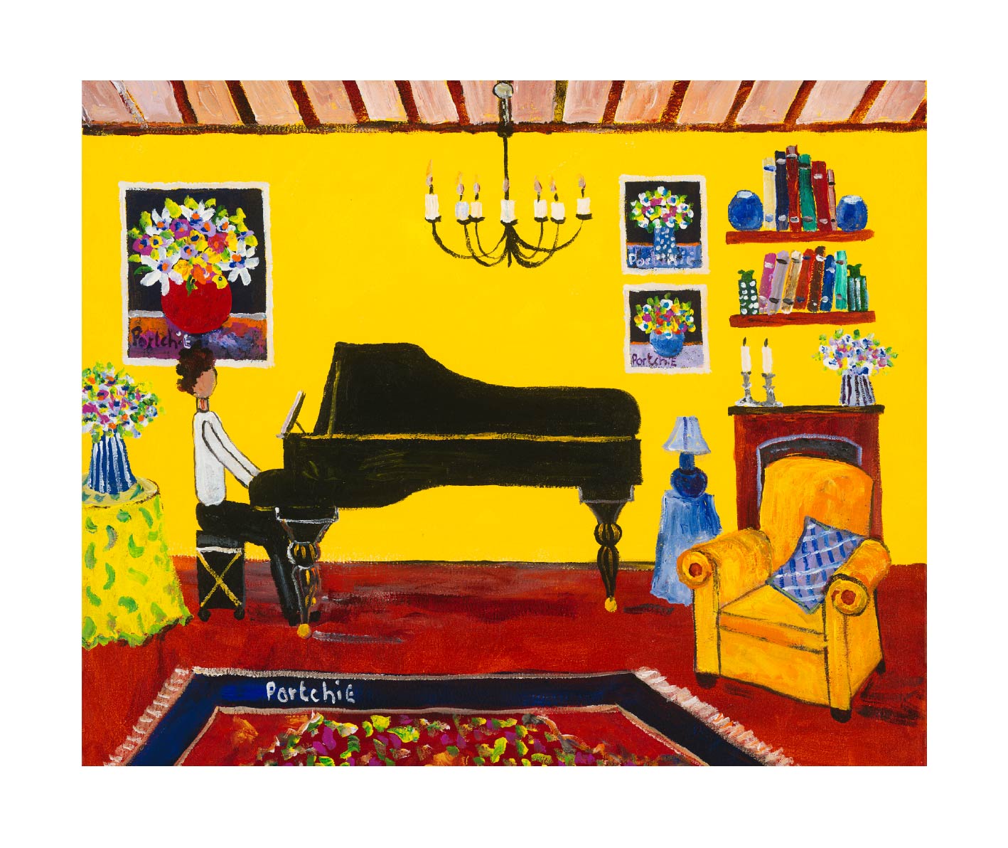 Medium rectangular 'Piano Player' print