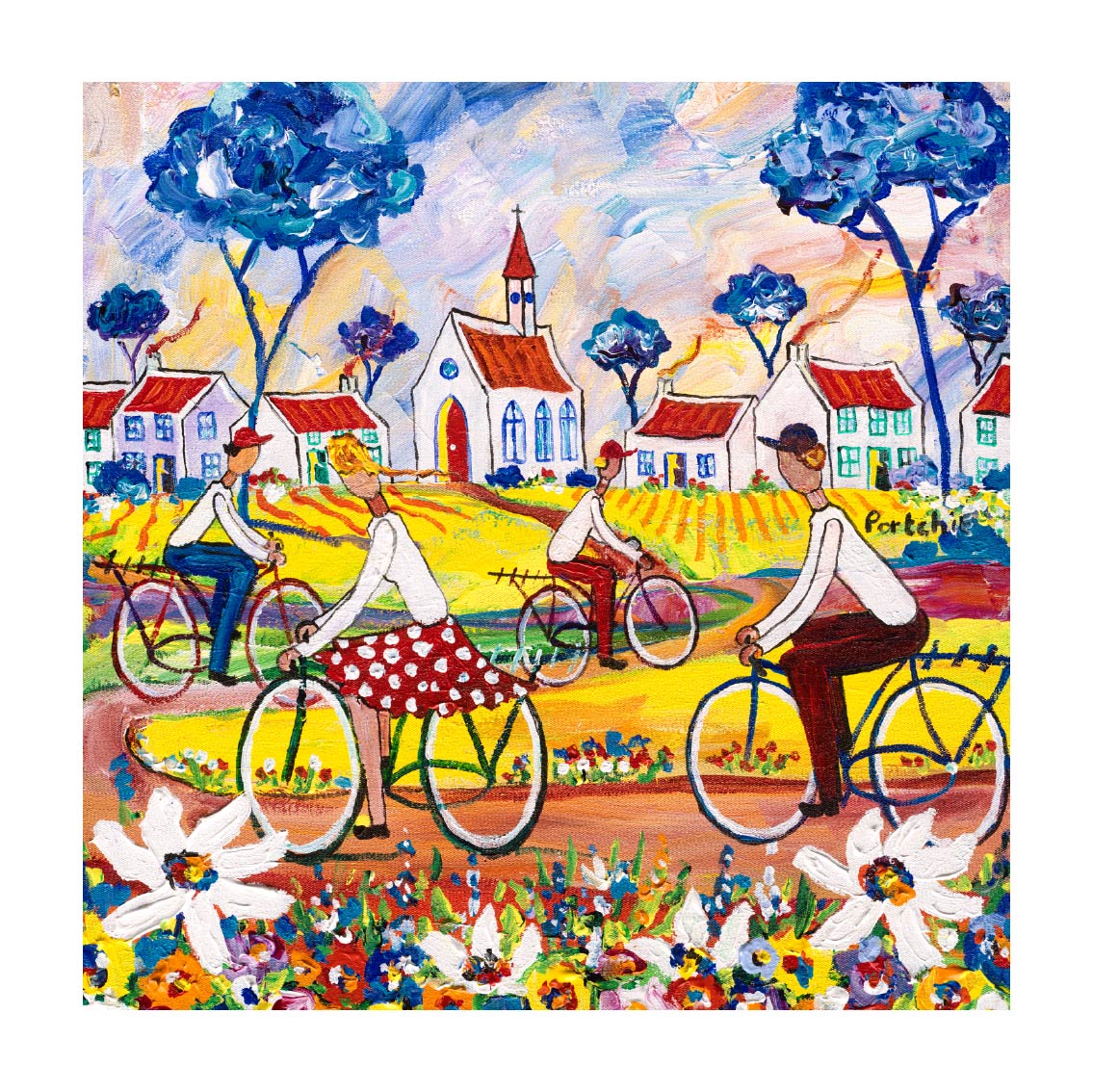 Medium 'Cycling in Autumn' print