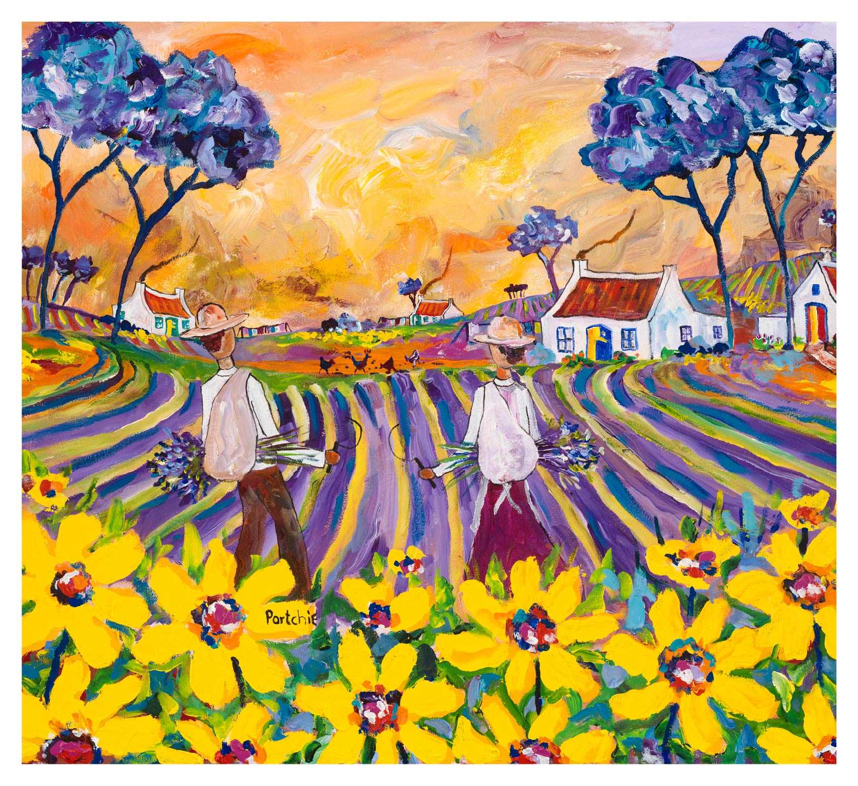 Large rectangular 'The Lavender Pickers' print