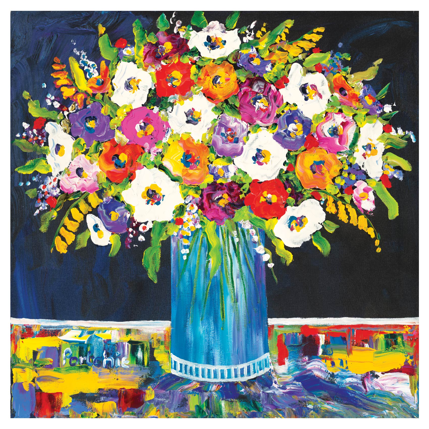 Large 'Flowers in a Blue Vase' print