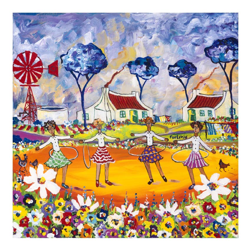 Small 'The Hula Hoop Girls' print