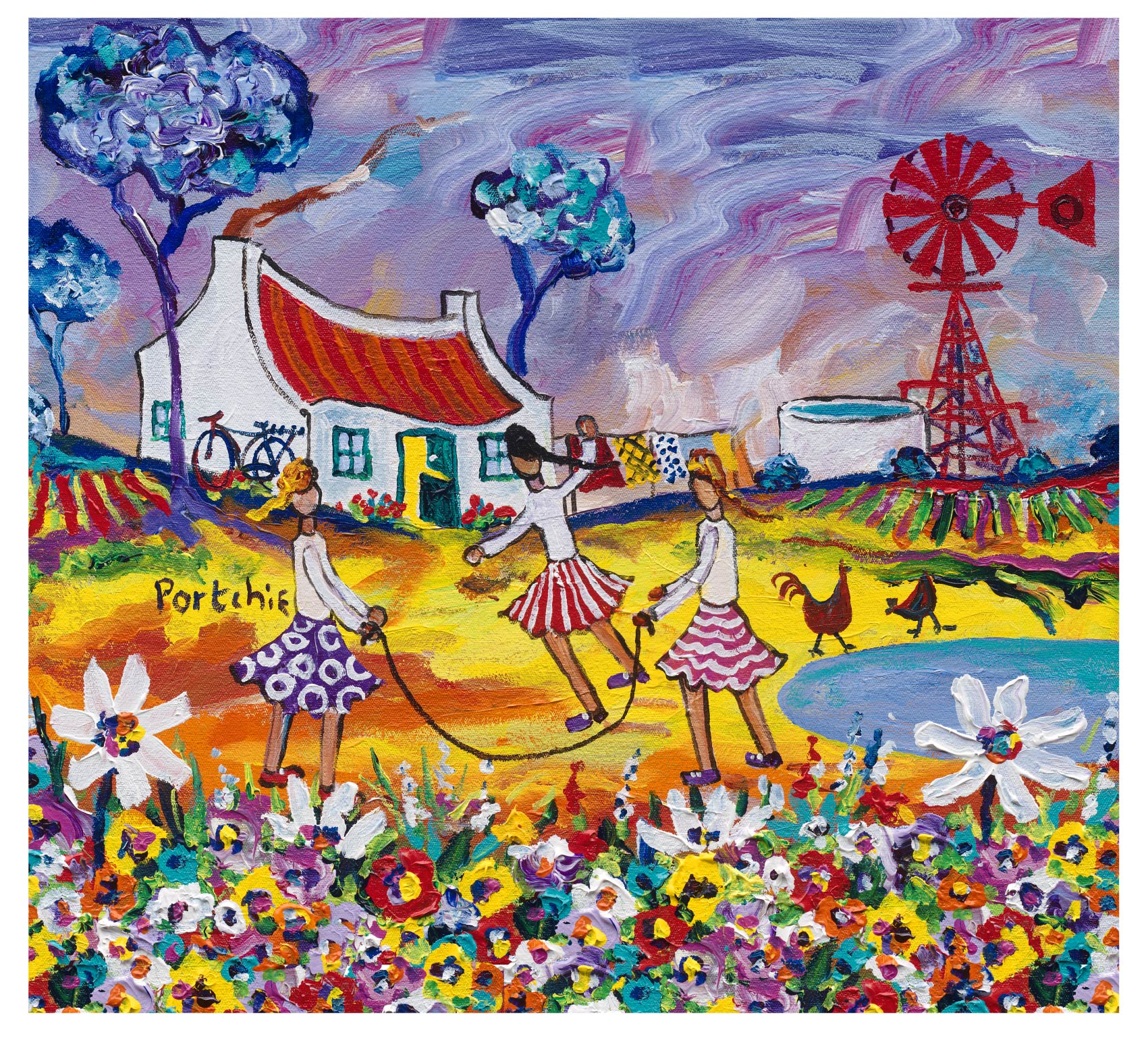Large rectangular 'The Girls Skipping' print