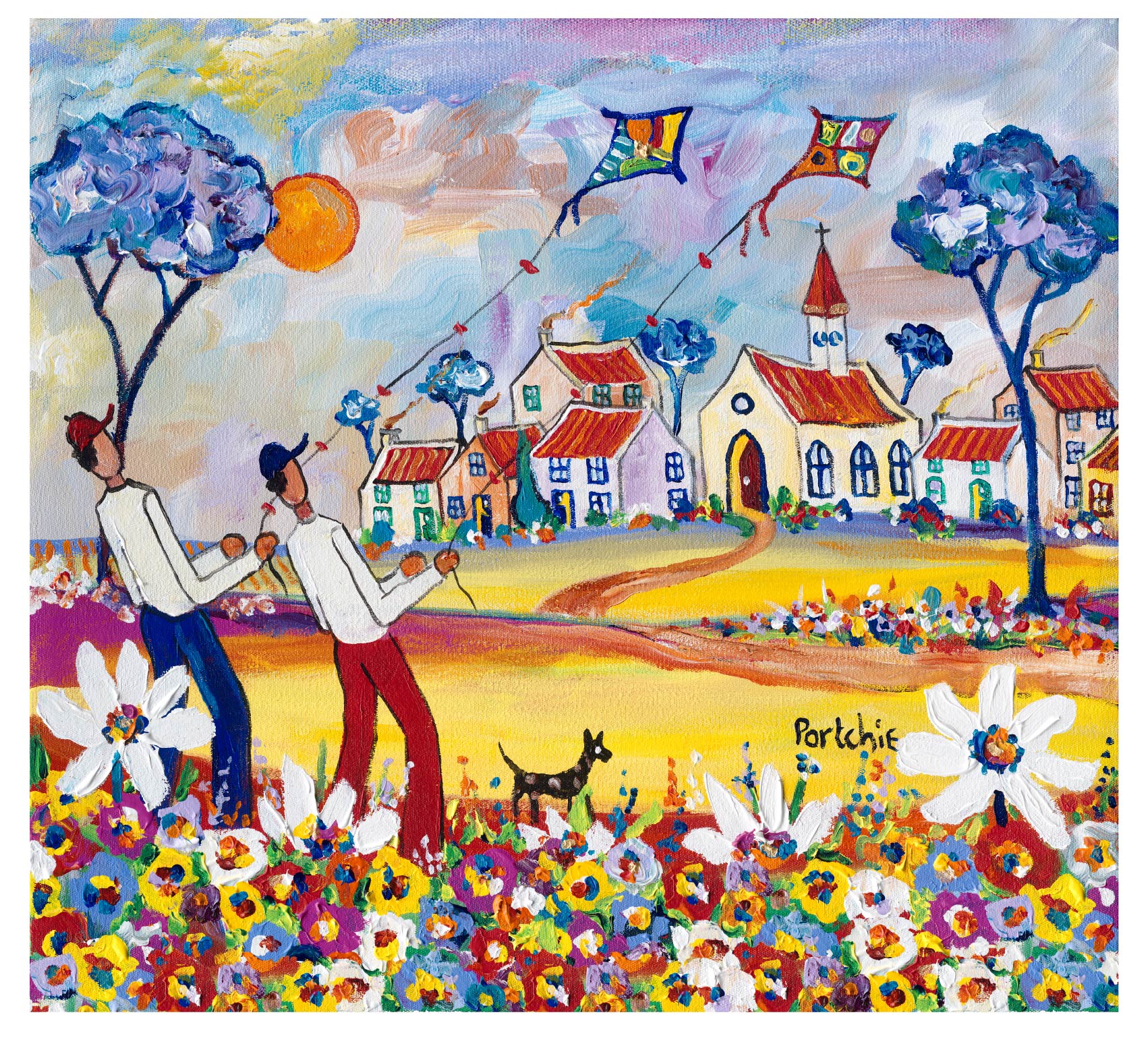 Large rectangular 'Boys flying Kites' print