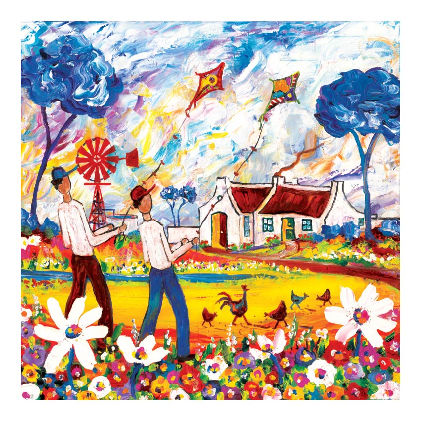 Small 'Boys flying Kites' print
