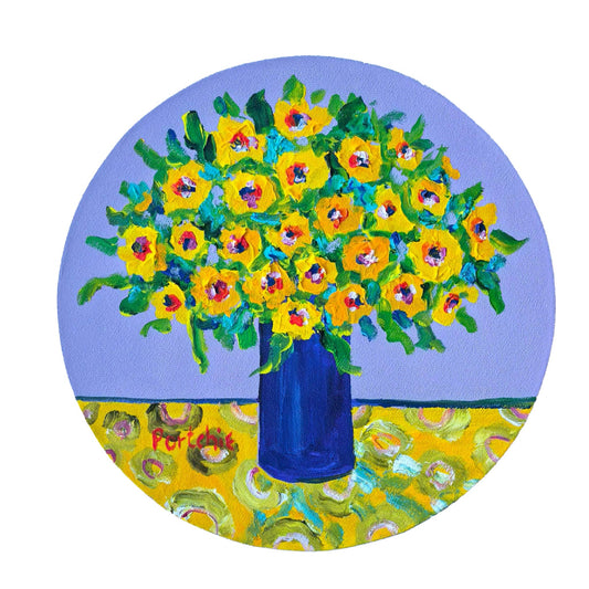 Yellow daisies in Blue Vase