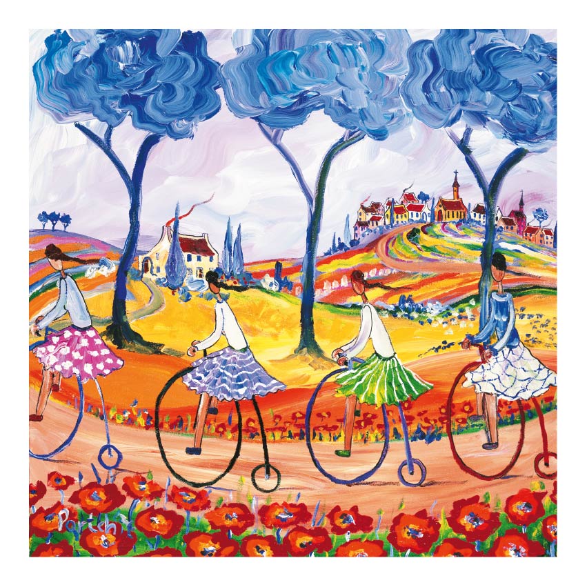 Small 'Cycling through the Poppies' print
