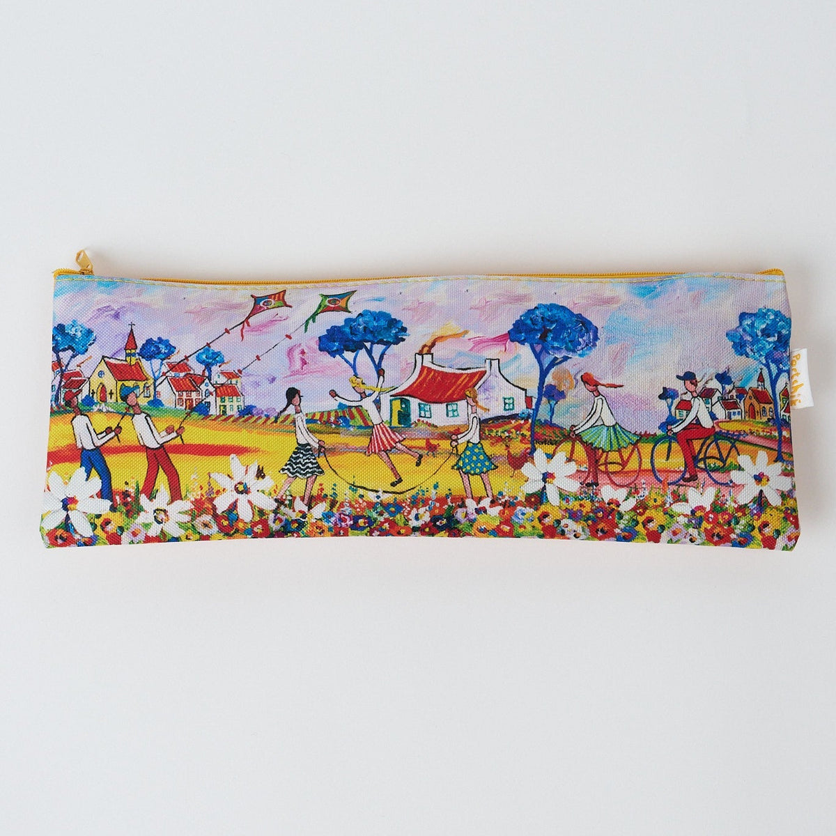 Pencil Bag - Boy and Girl Cycling/ Kites