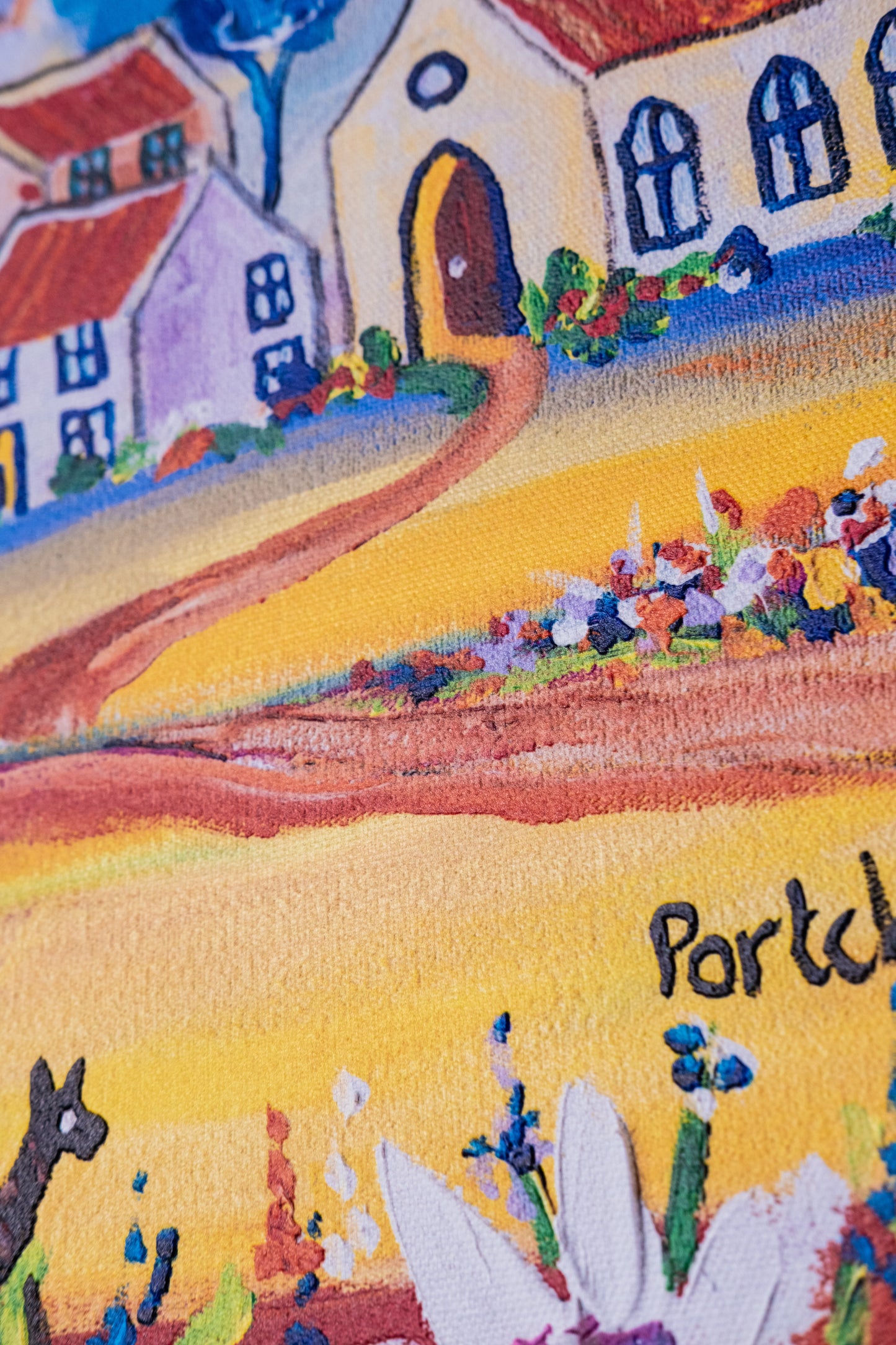 Textured Canvas "Boys Flying Kites"