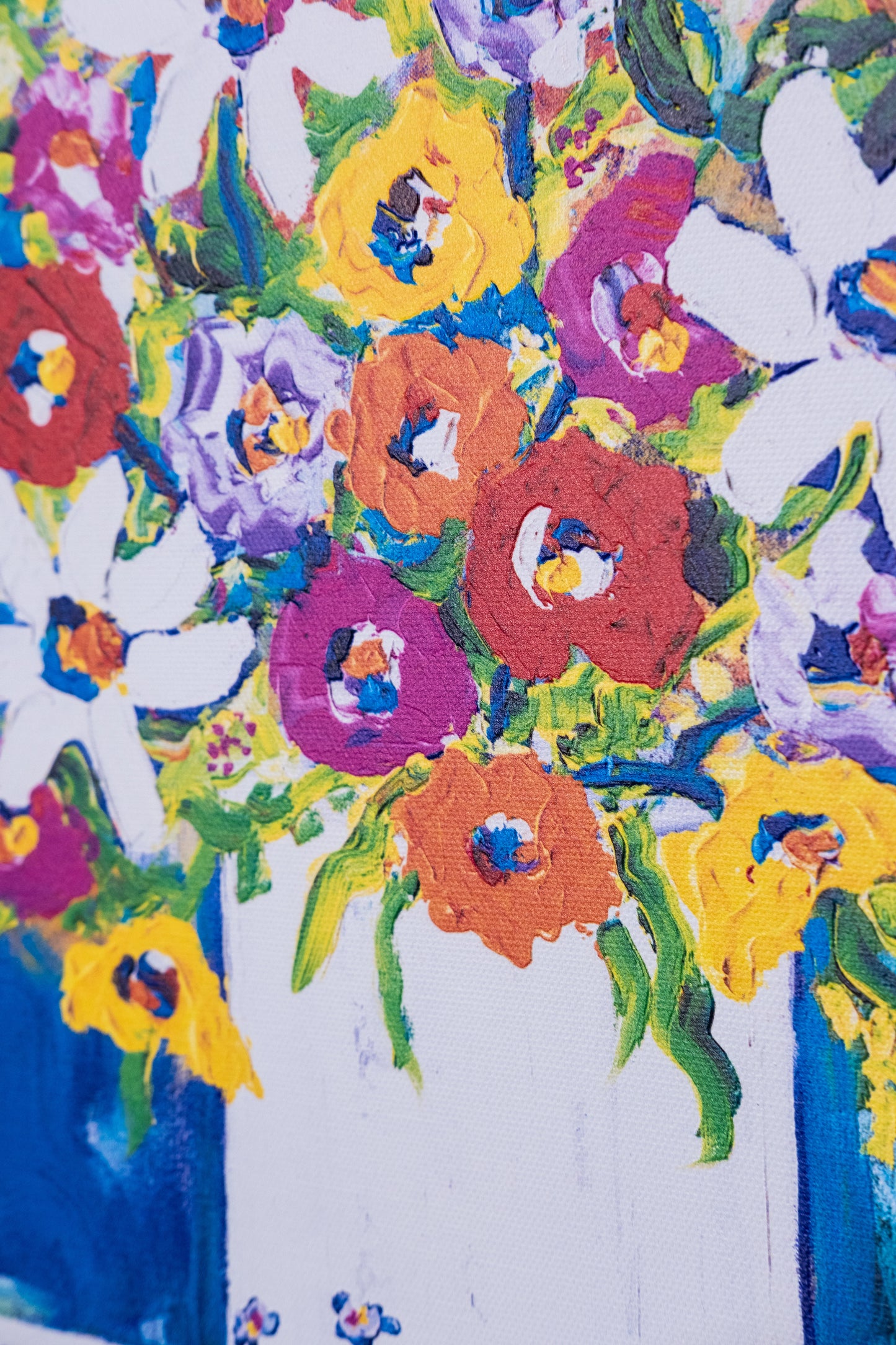 Textured Canvas "Flowers In White Vase"