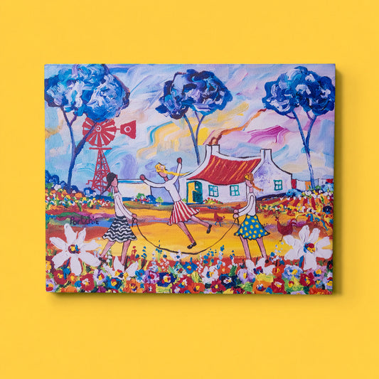 Portchie Textured Canvas - Girls Skipping (additional view)
