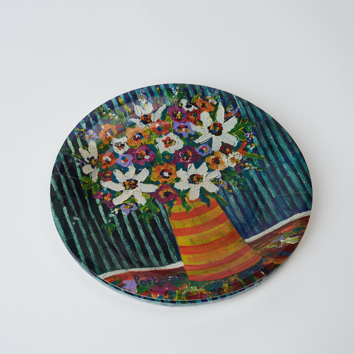 Paper Plates - Flowers In Stripe Vase