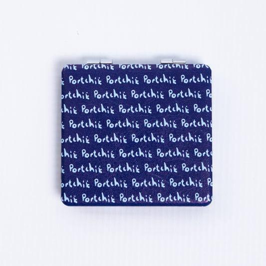 Portchie pocket mirror featuring the Two Cats On a Wall artwork, additional view