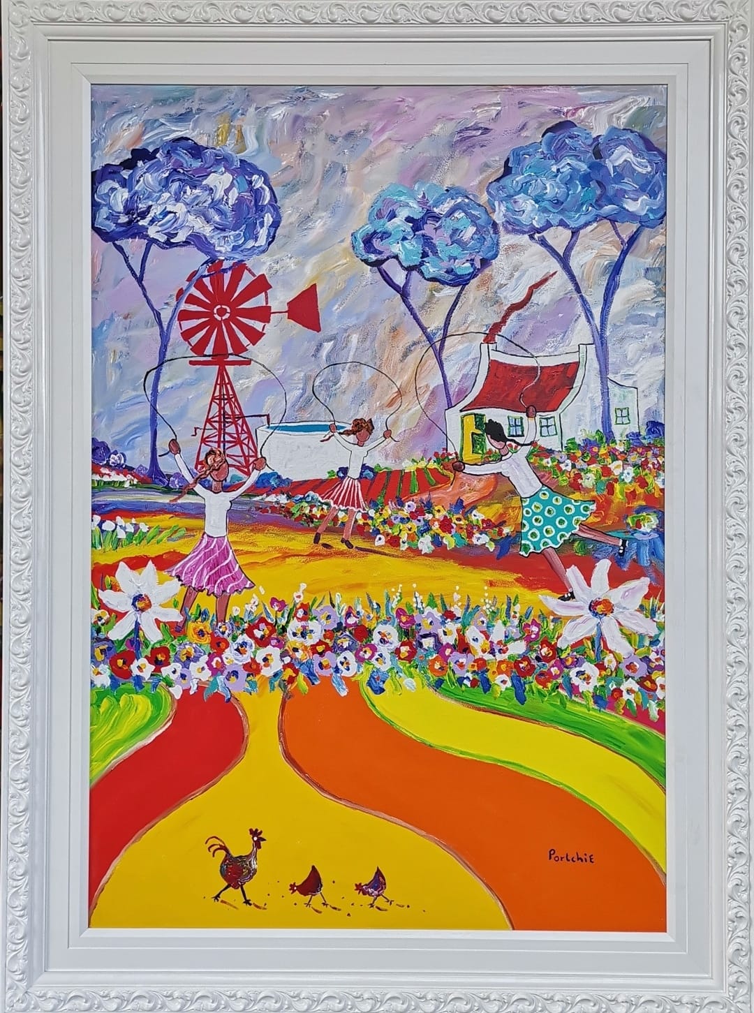 Three Girls Skipping