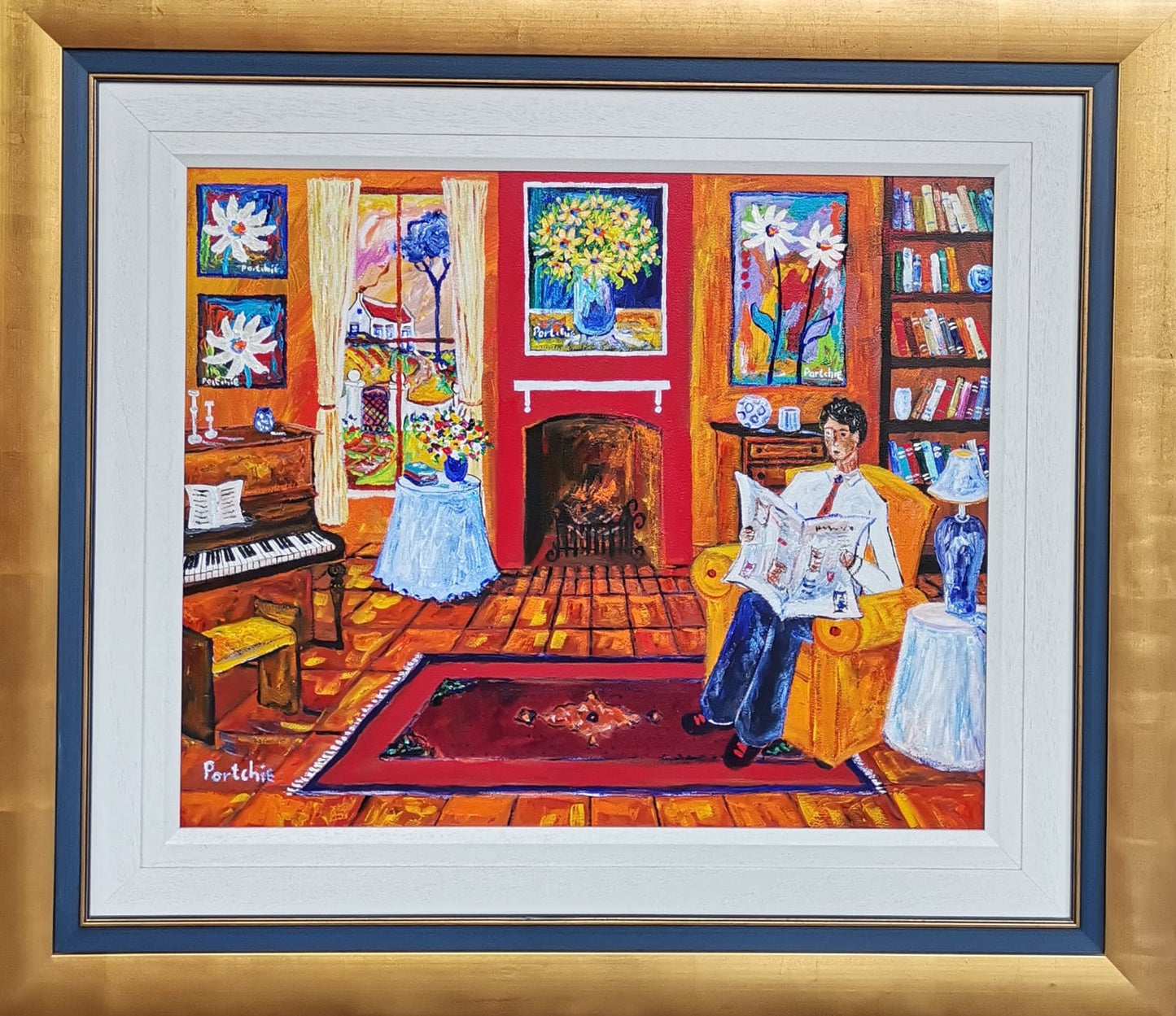 Reading the Newspaper in the Lounge