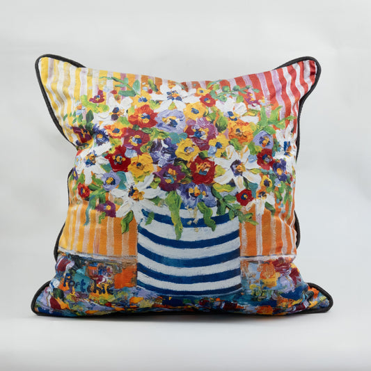 Flowers in Striped Vase Pillowcase