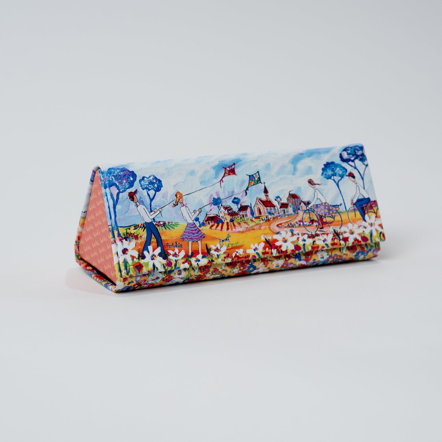 Boy And Girl Flying Kite Glasses Case