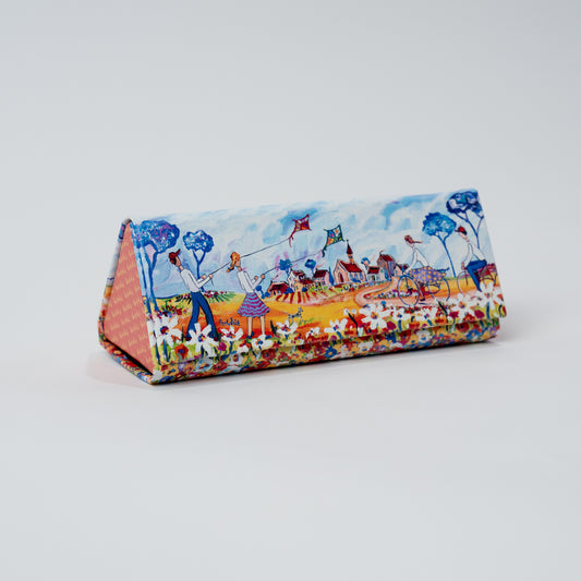 Boy And Girl Flying Kite Glasses Case
