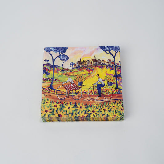 Cycling Through Lavender Fields Paper Napkins