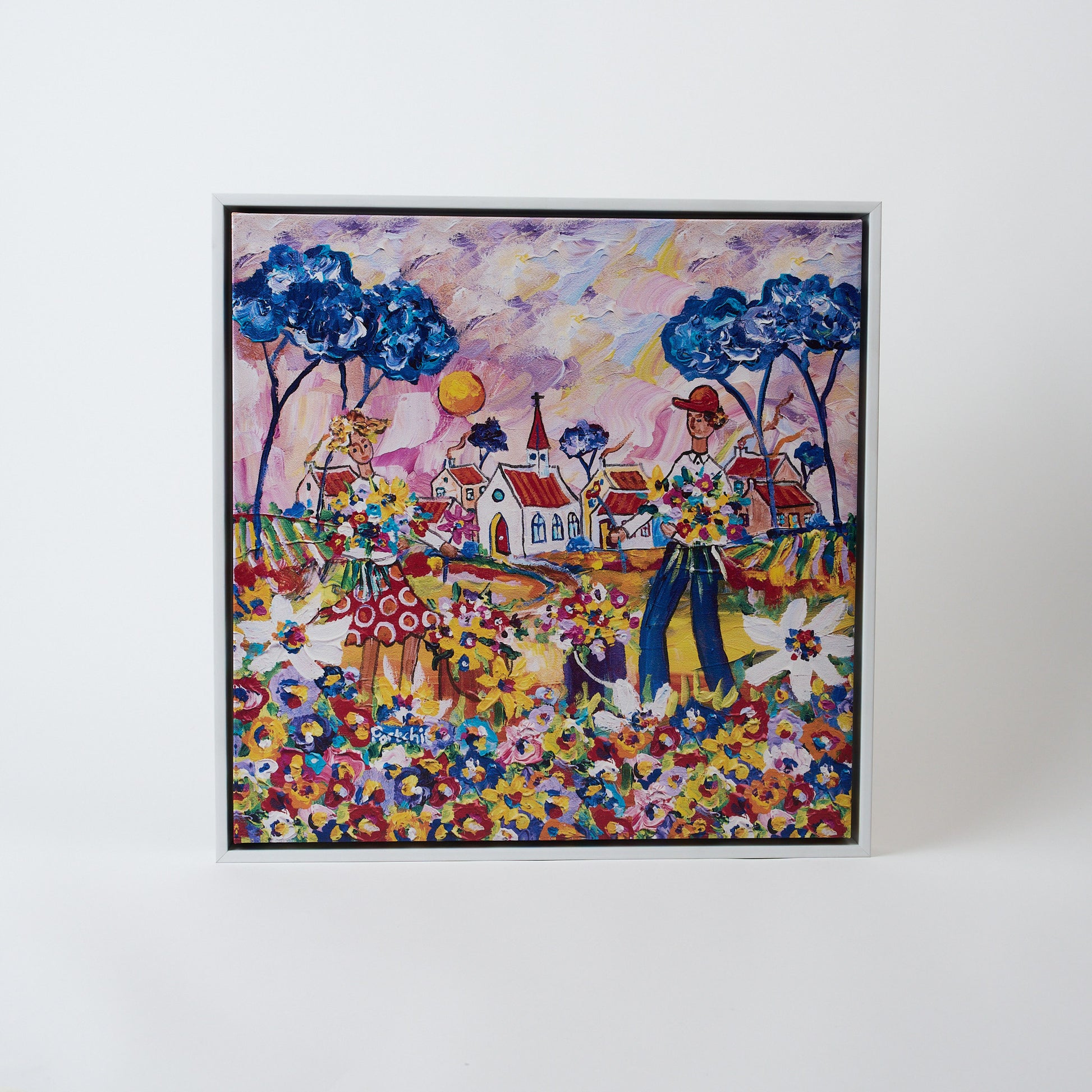 Canvas 'Field flower pickers'  print