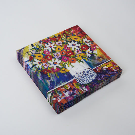 Flowers In White Vase Paper Napkins
