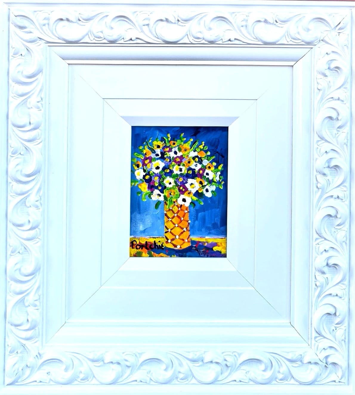 Colourful flowers in yellow Vase