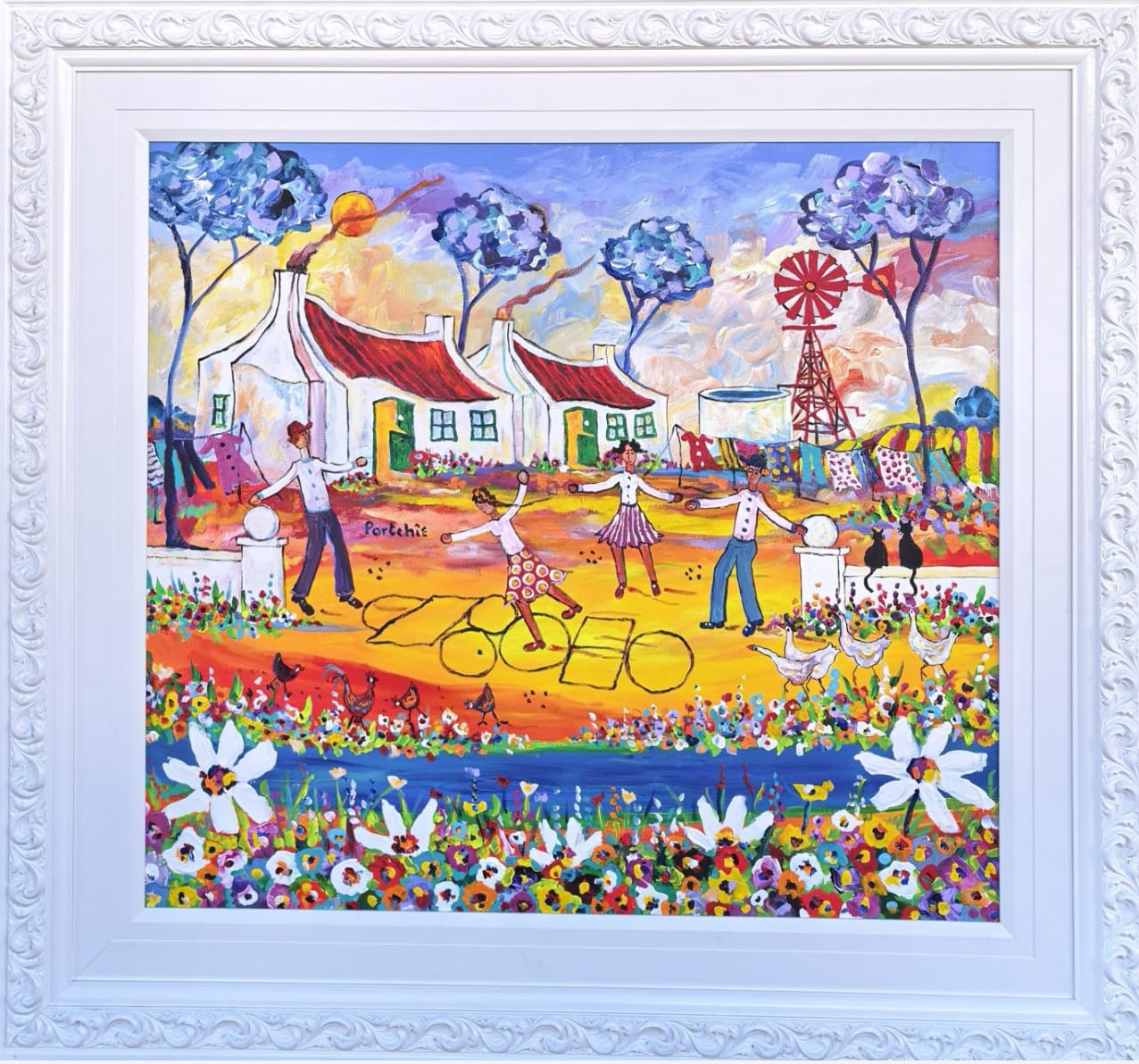 Playing hopscotch in the late Afternoon