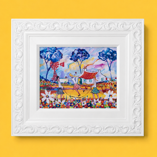 Textured Canvas "Girls Skipping"