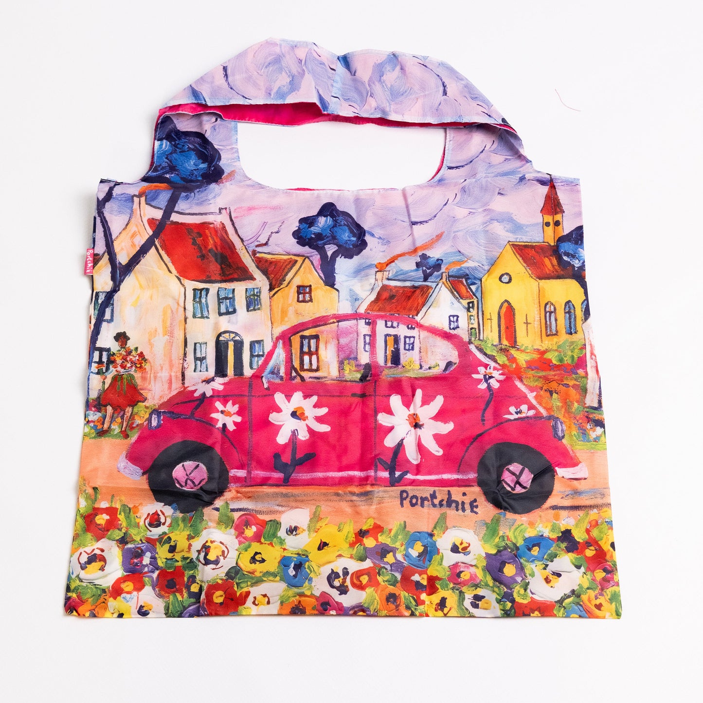 Foldable Shopper Bag -  Pink Beetle