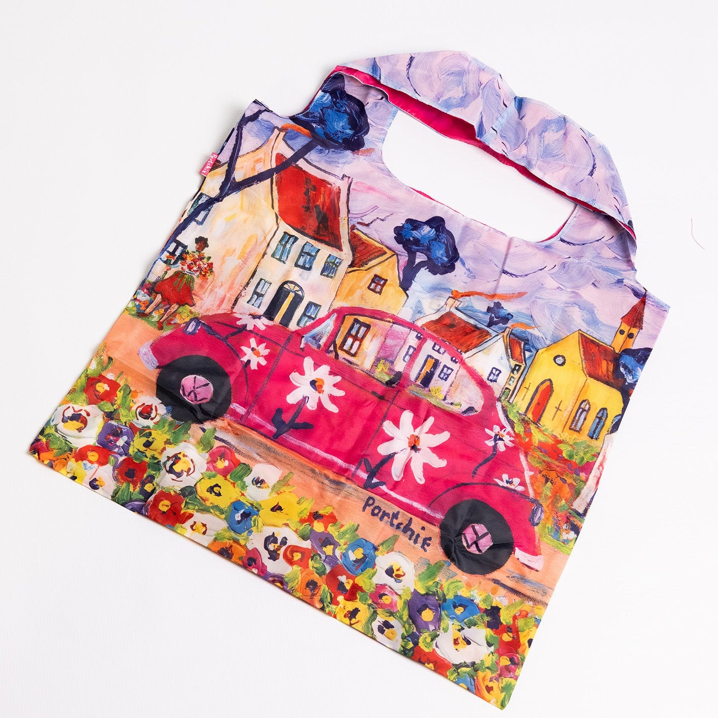 Foldable Shopper Bag -  Pink Beetle