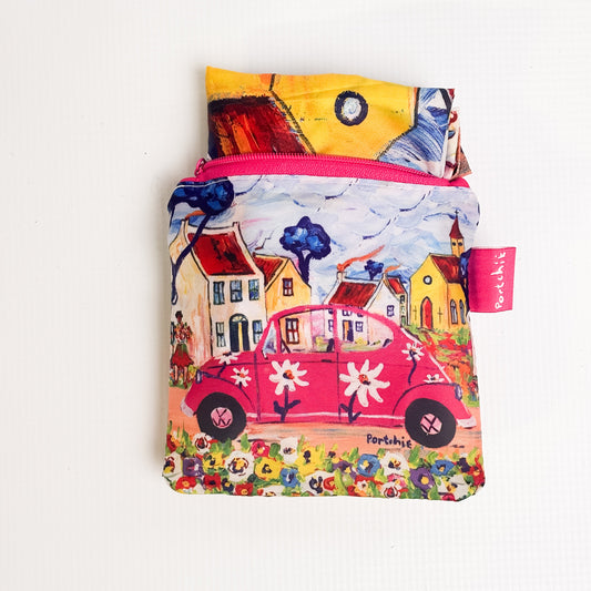 Foldable Shopper Bag -  Pink Beetle
