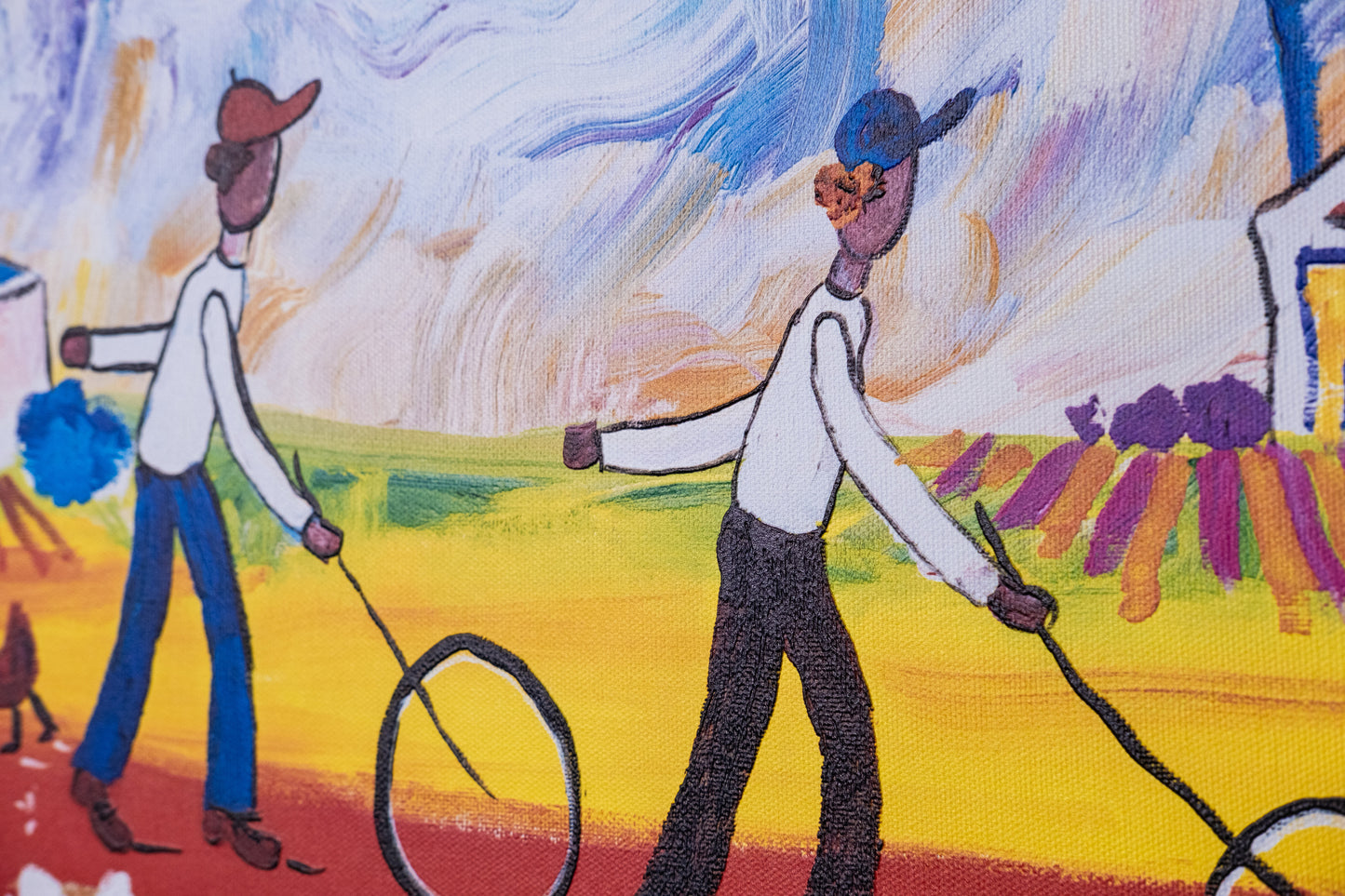 Textured Canvas "Boys With Wheels"