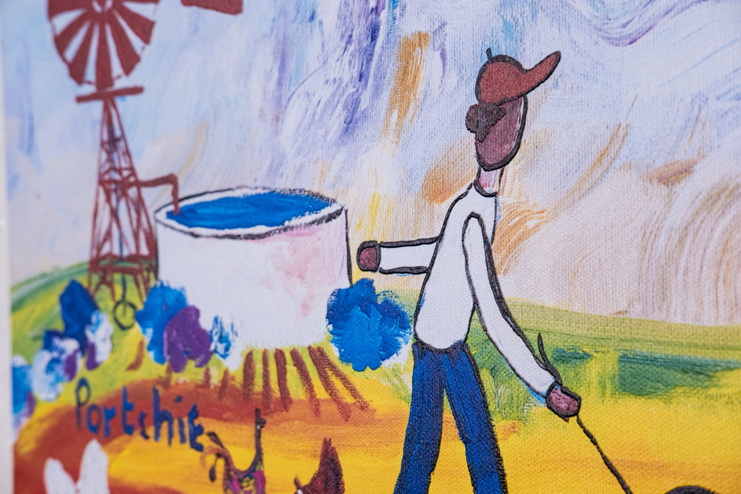 Textured Canvas "Boys With Wheels"