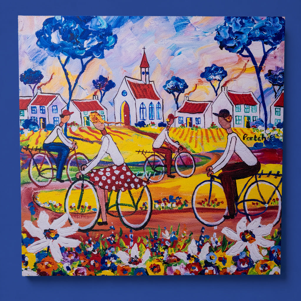 Textured Canvas "Cycling In the Afternoon"