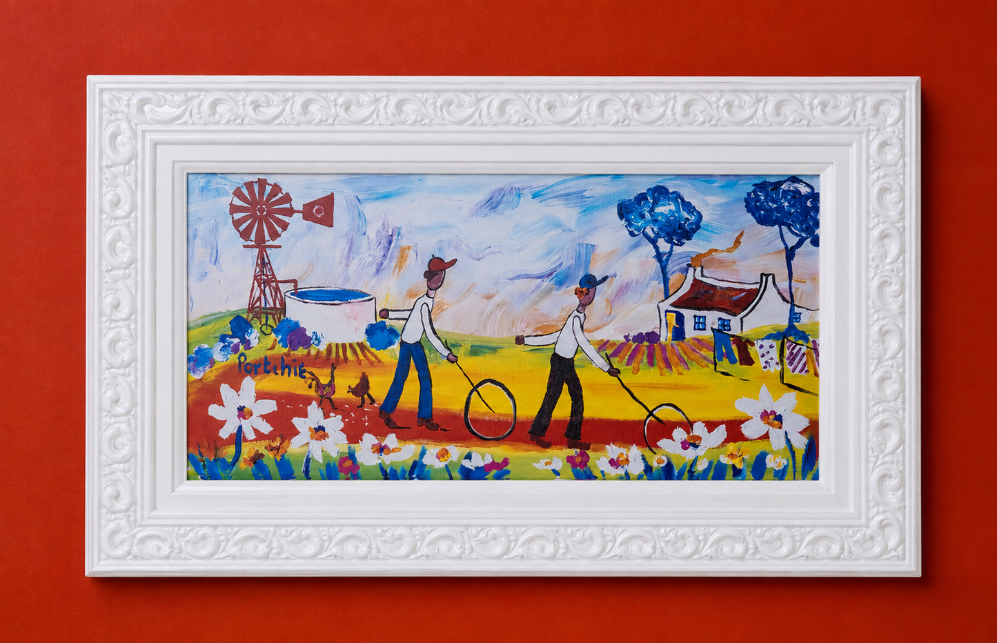 Textured Canvas "Boys With Wheels"